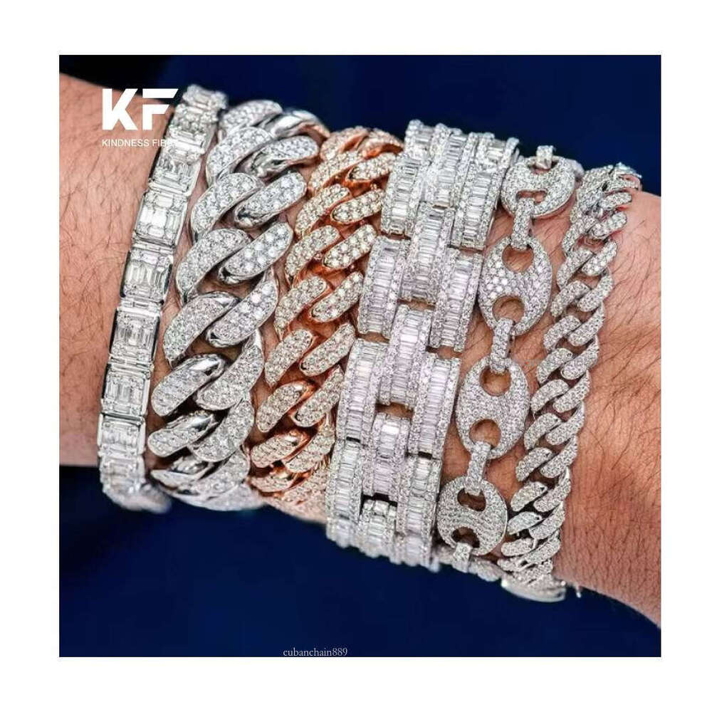 Custom Cuban Style Sterling Sier Hip Hop Men's Rings Iced Out VVS Moissanite Passes Dia Test