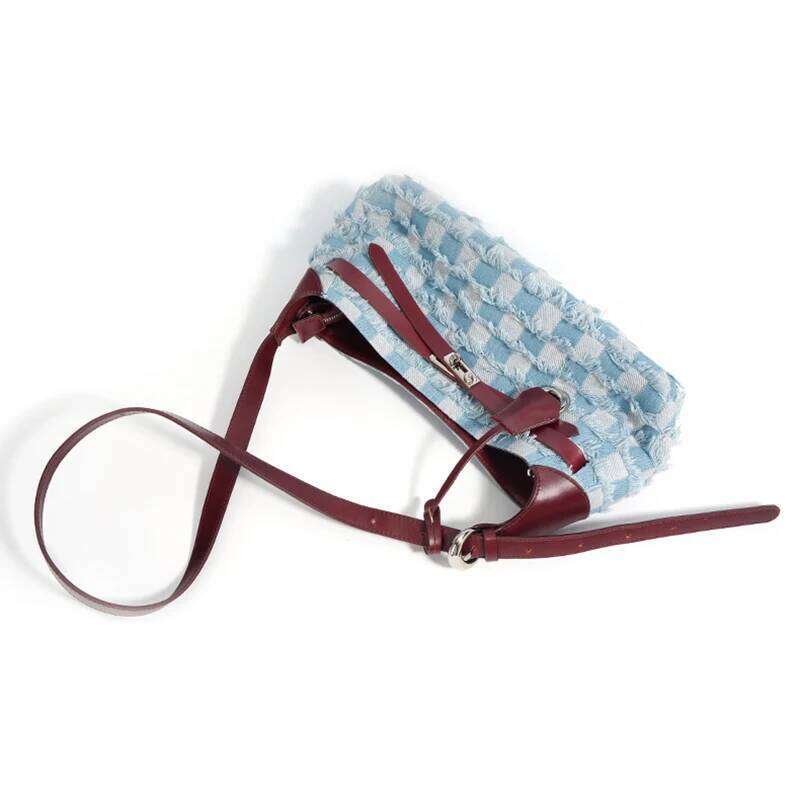 New Large Capacity Commuting Handbag Lady Cowhide Paired With Soft Denim For A Luxurious Underarm Shoulder Women's Tote Bag