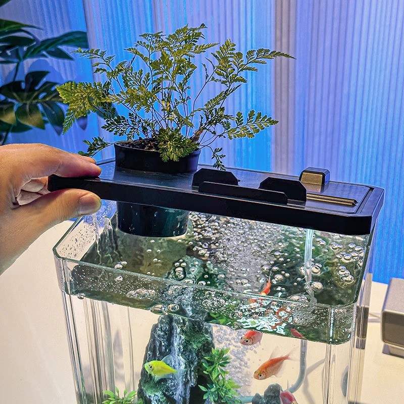 Acrylic Transparent Fish Tanks Crash-proof Plexiglass Small-scale Living Room Landscape Ecological Tank Aquariums and Fish Tanks 250530