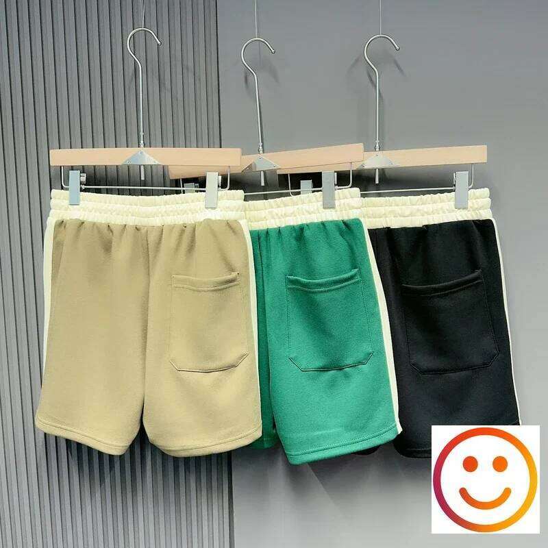 Splicing Color Metal Hole Drawsring Yellow Shorts Green Khaki Black Shortpants For Men Women