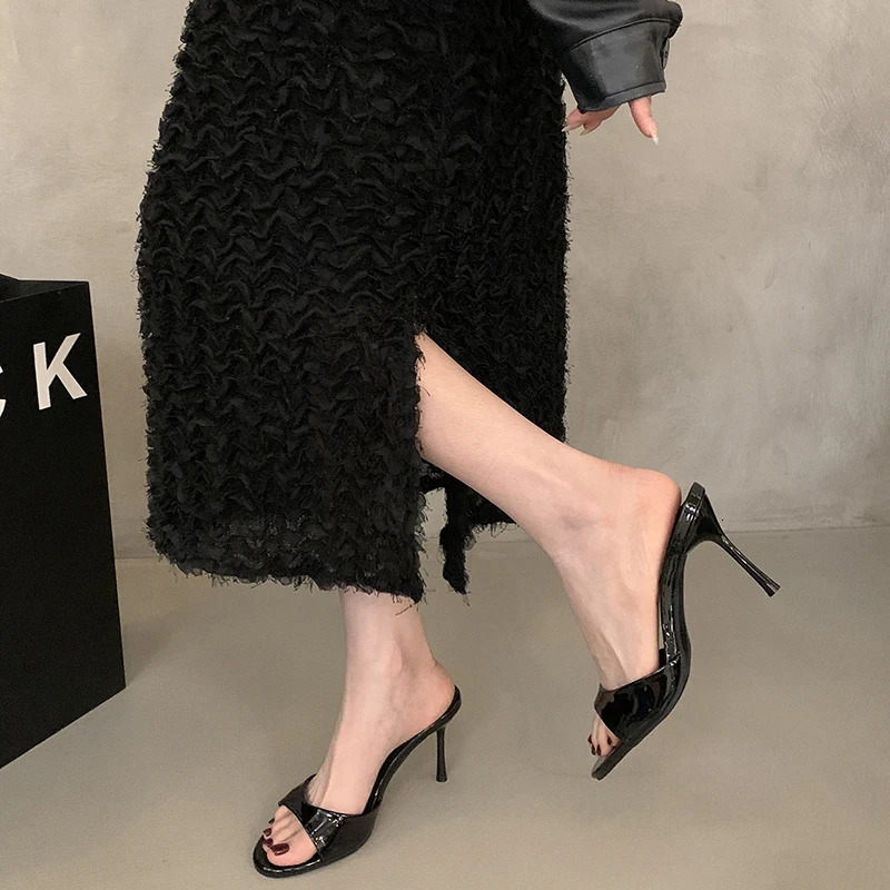 Summer Women Fashion Open Toe Slippers Elegant High Heel Slides Sexy Stripper Party Dress Sandalias Shoes 250528