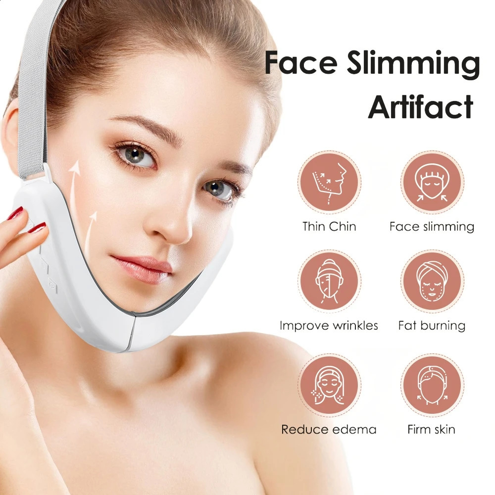 EMS Device LED Face Slimming Vibration Massager Double Chin Removal V-Face Line Lift Belt Cellulite Jaw Device 250523