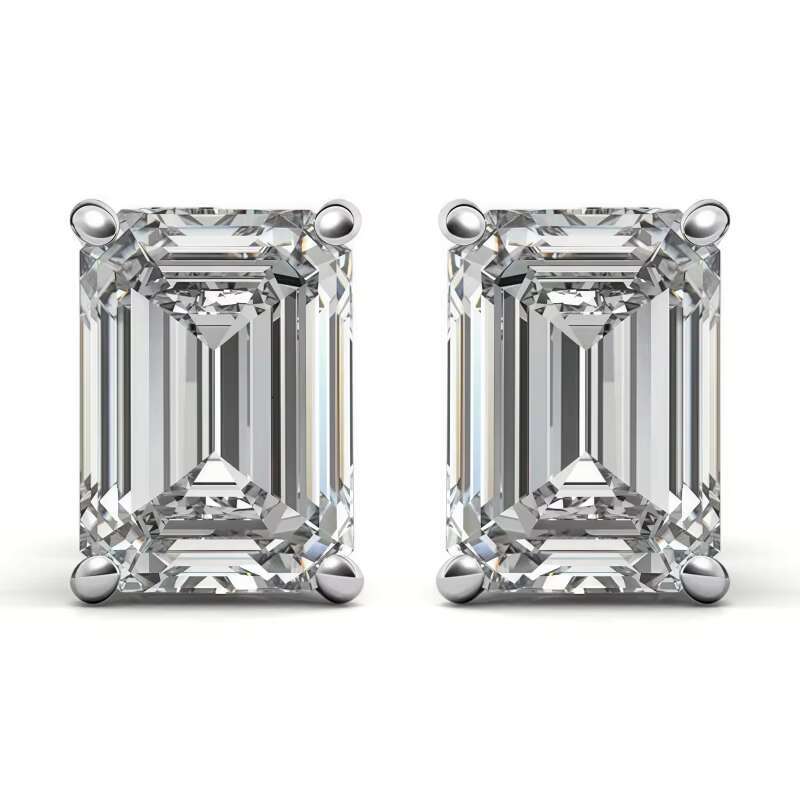 PYQ 925 1ct/2ct Radiant Cut/Emerald Cut Earrings Silver Earrings for Women Moissanite Sterling Silver Earrings