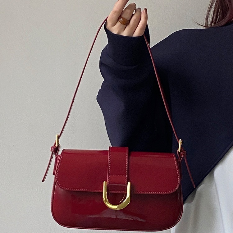 designer Textured Bag for Women 2025 New Vintage Wine Red Horsebit Fashion Handbag Underarm Bag Shoulder Crossbody Bag
