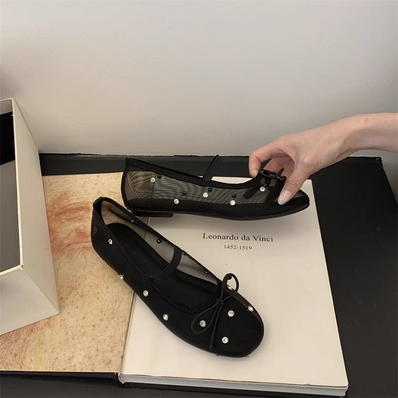 Designer Heels and Ballet Flats Elegant Princess Shoes with Butterfly Knot Fashionable Net Design Soft Sole and Sparkling Rhinestones Perfect for Any 
