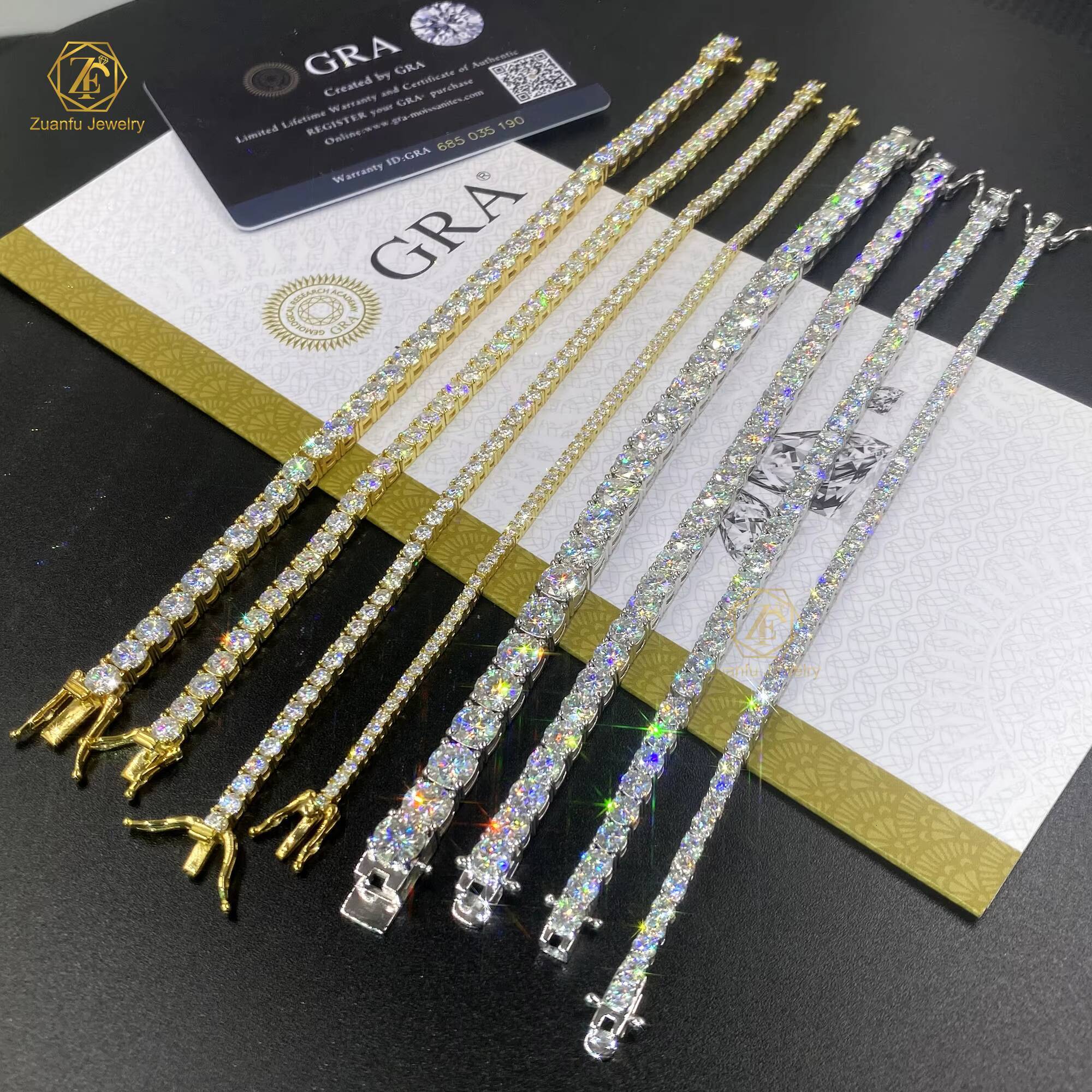 Shinny D VVS Ice Hip-Hop Tested by Tester 3mm 4mm 5mm Laboratory Silicon Tennis Bracelet