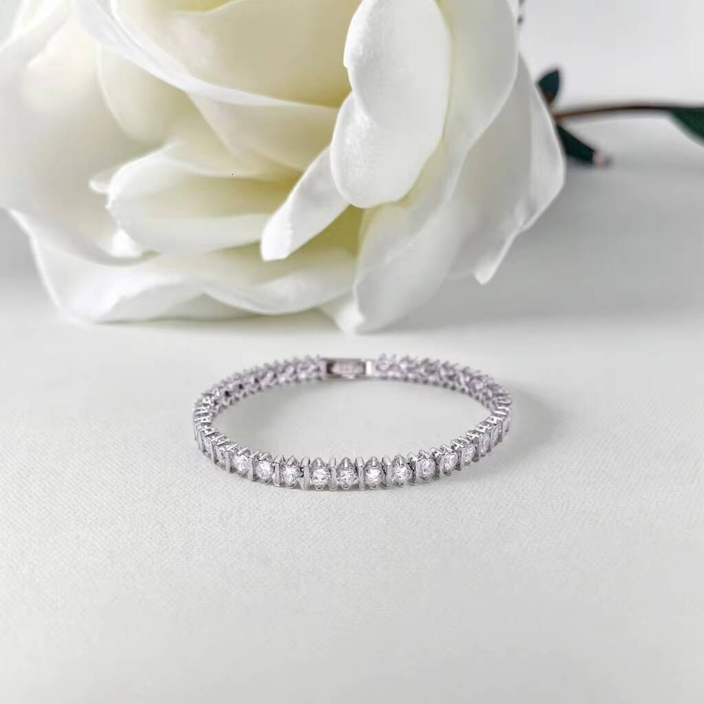 Fashion 16cm Women's Jewelry Zircon Sterling Sier Pyroxene Tennis Bracelet