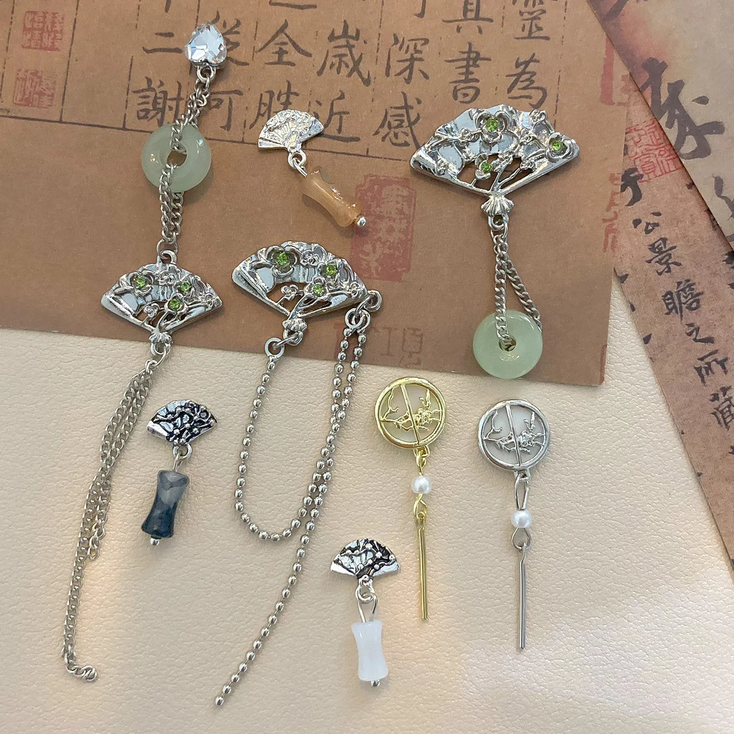 100pcs Premium Textured Ancient Nail Art Accessories Bamboo Joint Fan Jade Nail Ornaments Trending Nails Charms Decorations 250528