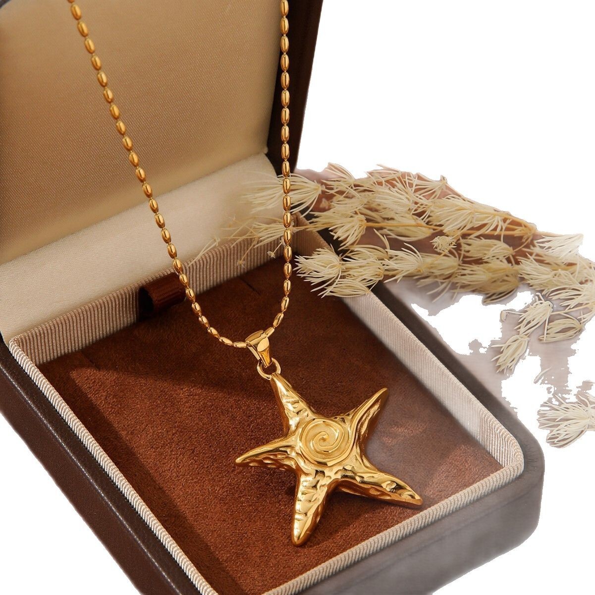 Titanium Steel Pentagram Starfish Swirl Threaded Hoop Earrings Fashion Jewelry Set