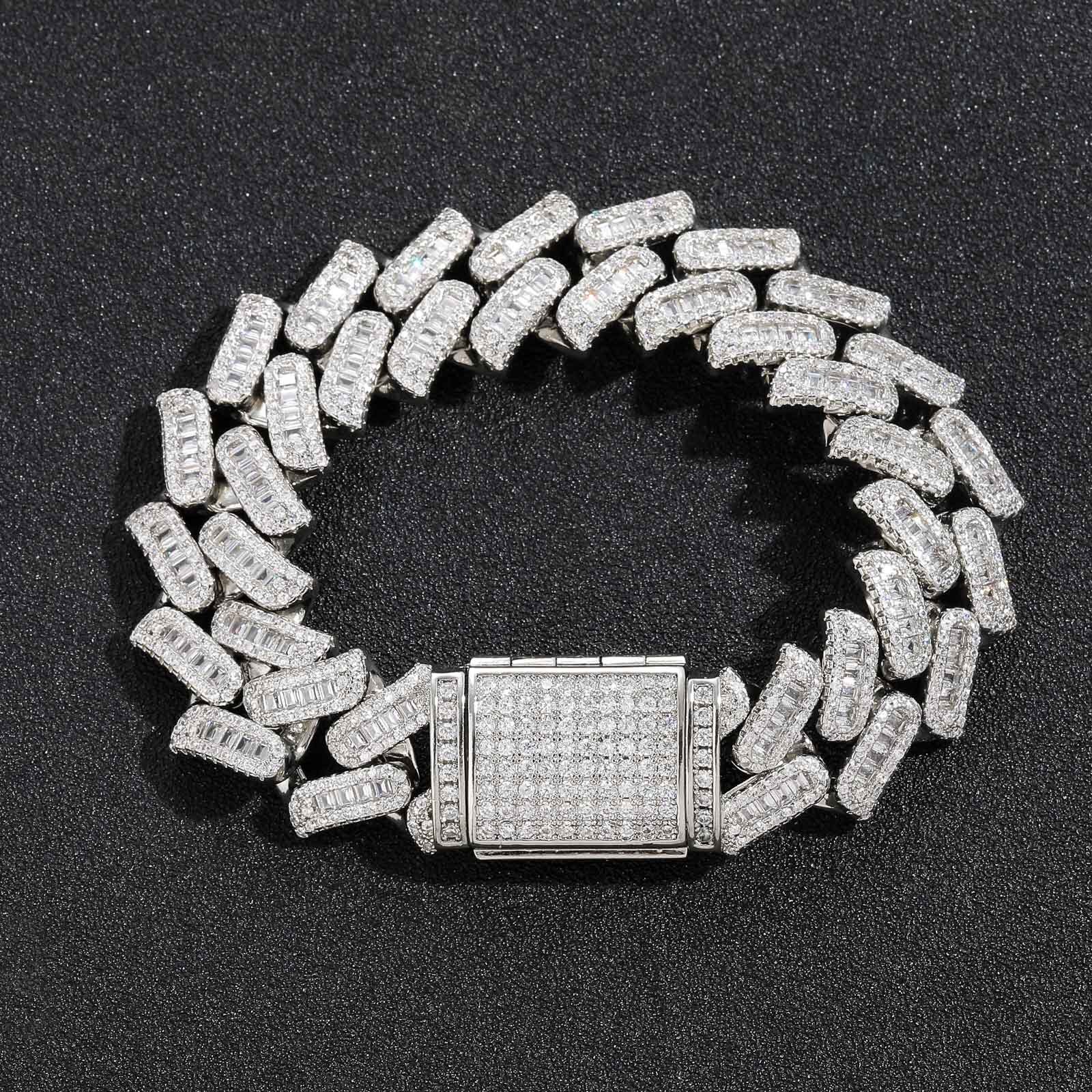 Hip Hop Bracelet 16mm Thorn Cuban Chain T Square Moissanite Miami Lock Mens Trendy Bracelet Hip Hop moissanite
