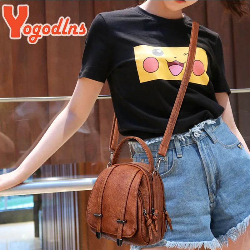 Yogodlns Vintage Small Shoulder Bag Women Soft PU Leather Crossbody Bag Multifunction Messenger Bag Casual Lady Handbag Bolso 250526