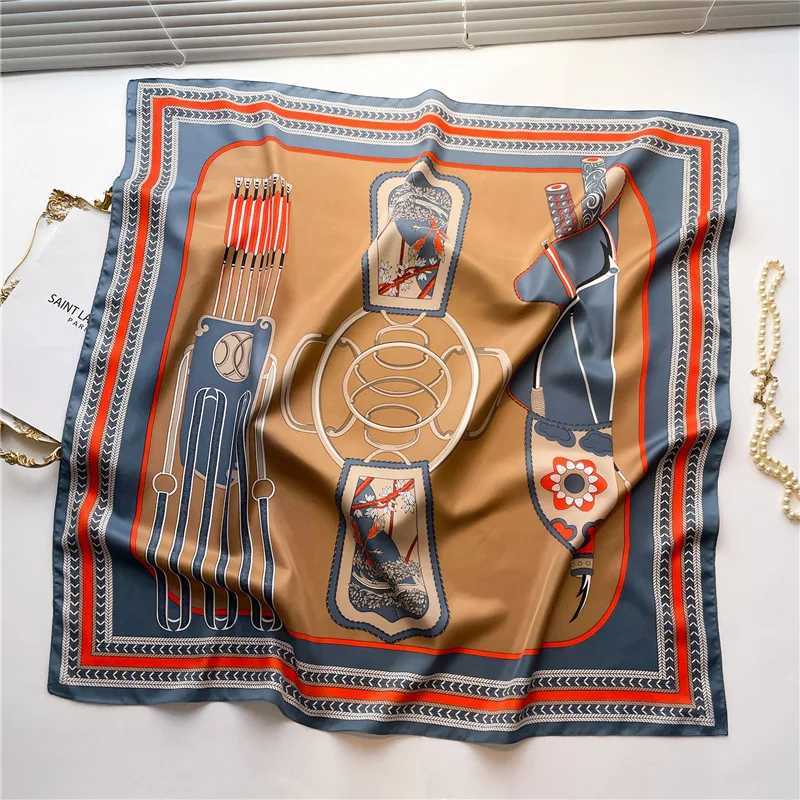 Europe America Versatile Shawl Hijab Hairband Headband Neckerchief Shawl Bandanna 90X90cm Luxury Brand Flowers Print Silk Scarf W250602