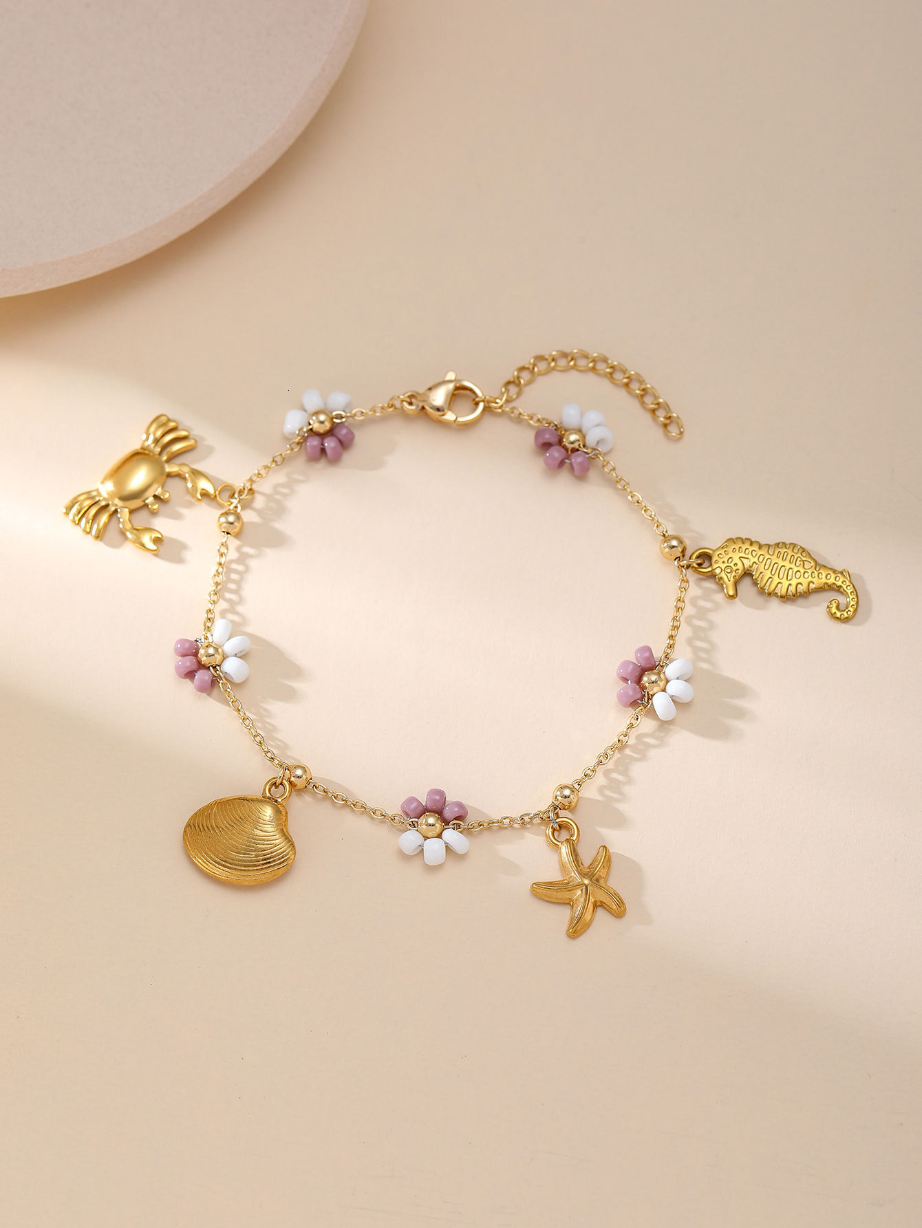 Trendy Fashion Style Stainless Small Bracelet Necklace New Jewelry Set Titanium Steel Flower for Women