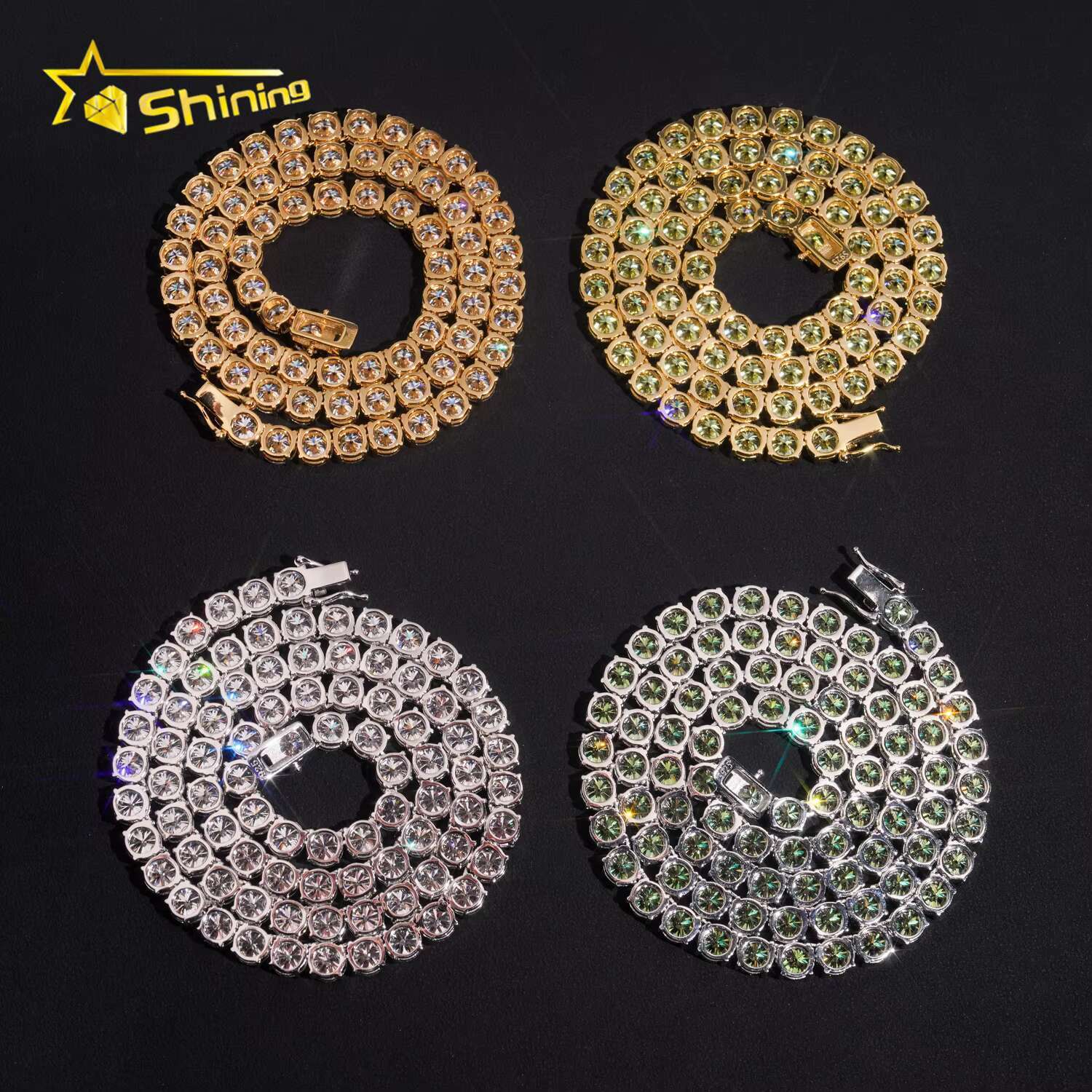 GRA Hip Hop Jewelry 925 Sterling Silver Brilliant Cut VVS 6.5mm Diamond Iced Out Moissanite Tennis Chain Fashion Necklaces