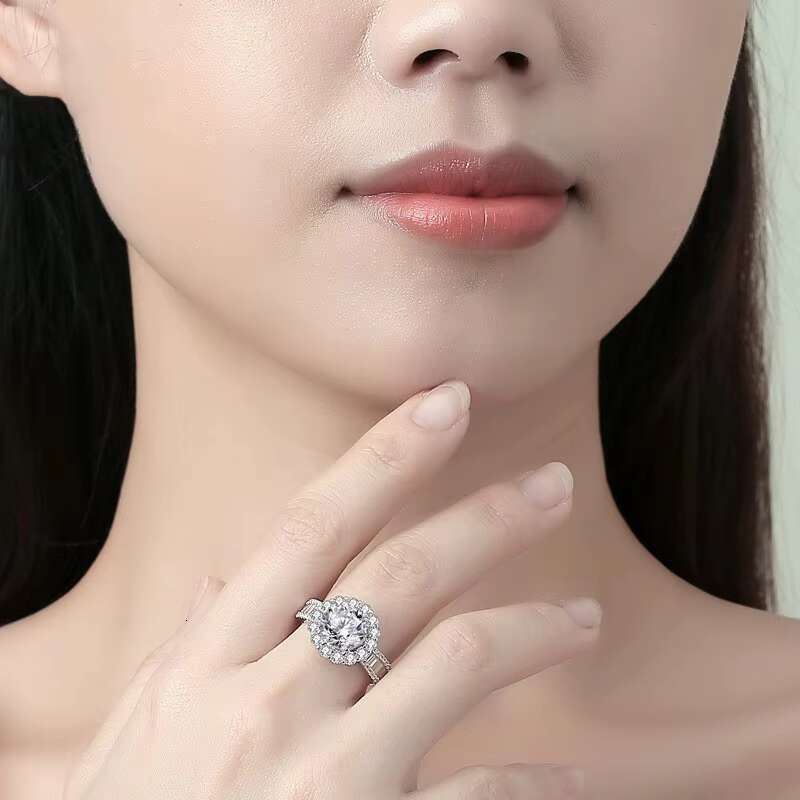 Factory Wholesale 925 Sterling Silver Hollow Design 3Carat Blossom Wedding Moissanite Ring With GRA Certificate for Women