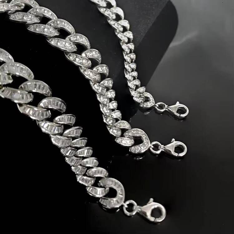 Hip hop Sier Jewelry Iced Cuban Chain Necklace