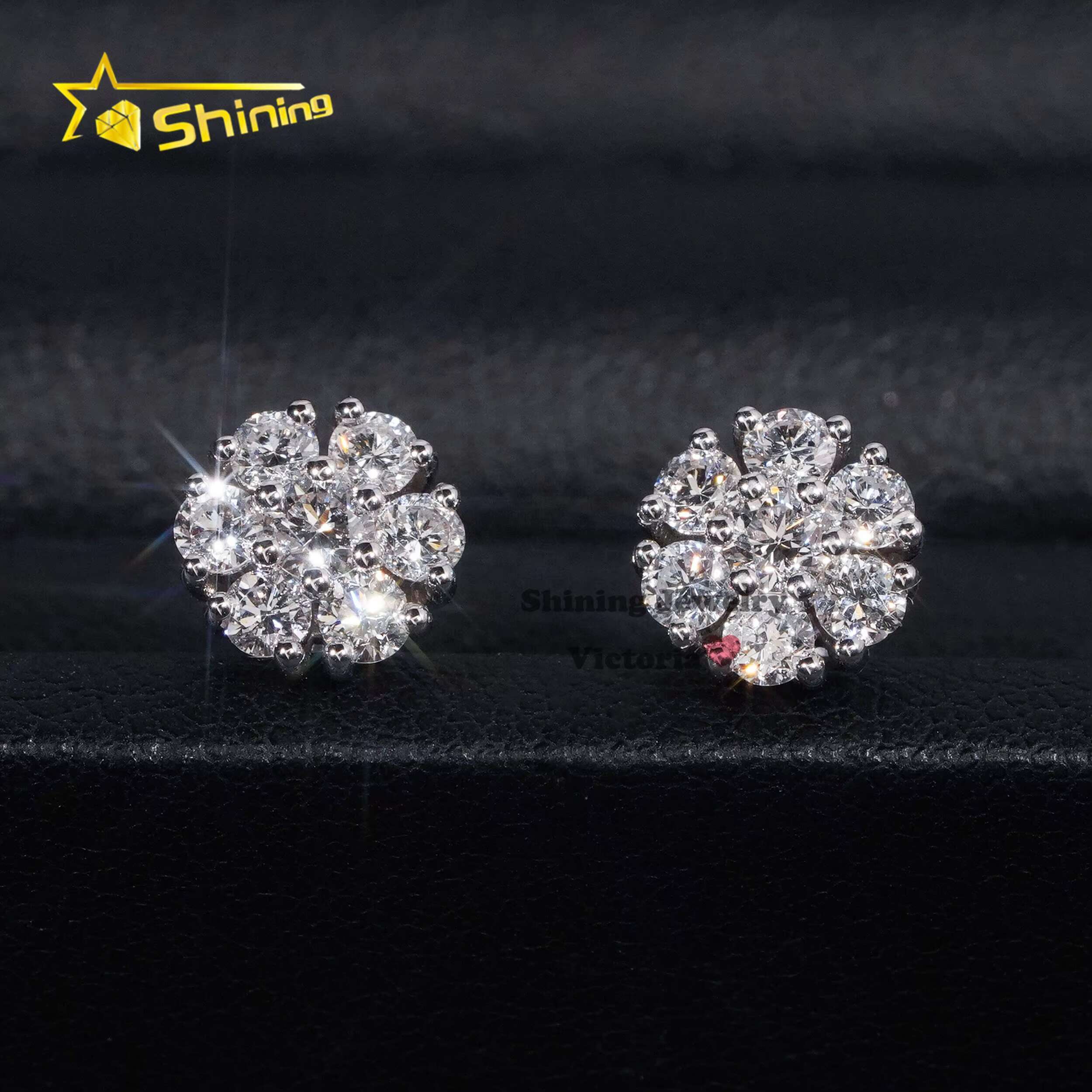 Fast Shipping IGI Certificate Fine Jewelry Iced Out Custom Valentine Gift 14K Soild Gold Lab Grown Diamond Cluster Earrings