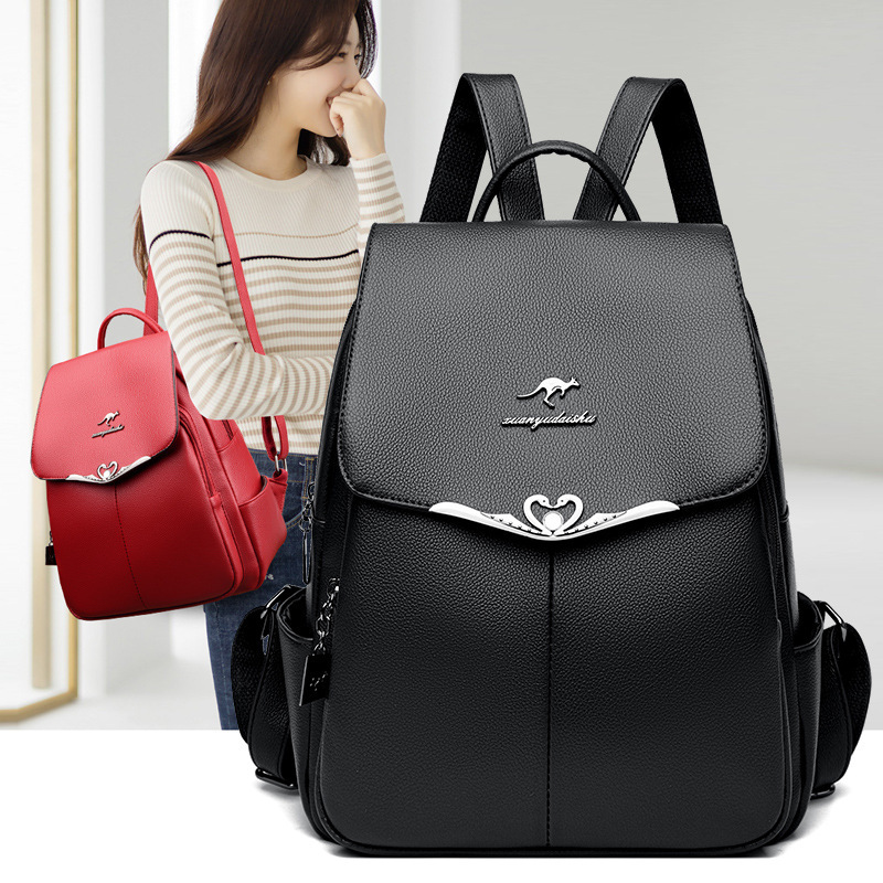Free Shipping Hot-selling Soft Leather Backpack For Women New Korean Style Outdoors Simple Large Capacity Backpack Designer Bag Student School Bag Tra