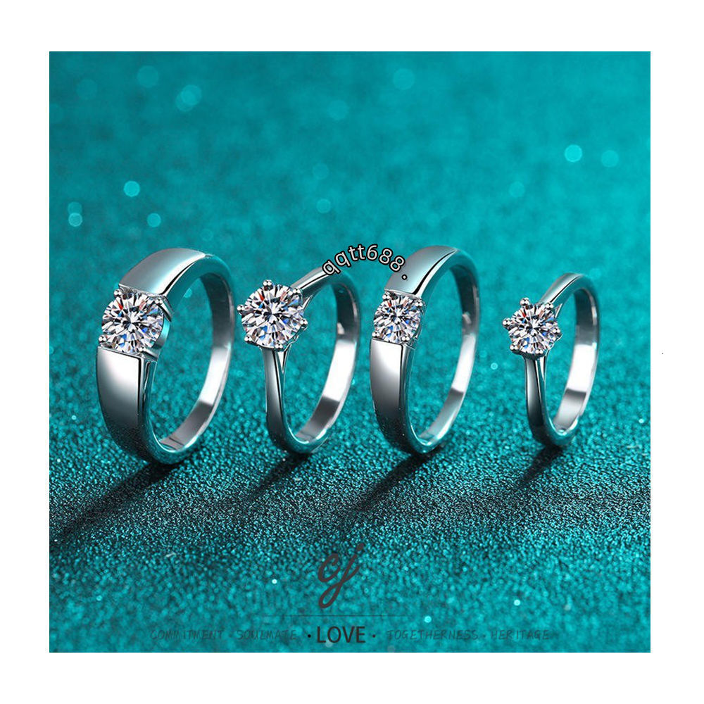 Carline Wedding Rings for Couples Set and Engagement 925 Sterling Silver Moissanite Zircon Engagement Eternity Ring Jewelry