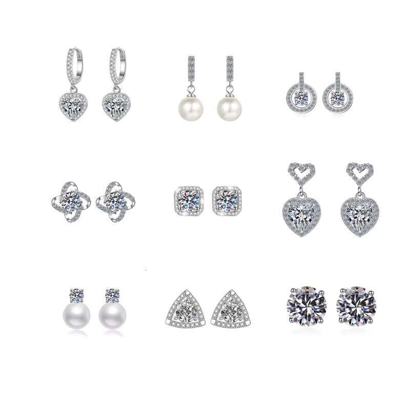4 Prongs 0.5 1 1.5 2 CT Round Moissanite Vvs Diamond Stone Screwback Stud Drop Earrings