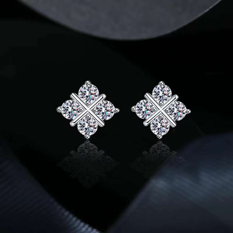 Stylish round Silver Design Moissanite Stud Earrings Romantic Sparkle Gifting Idea