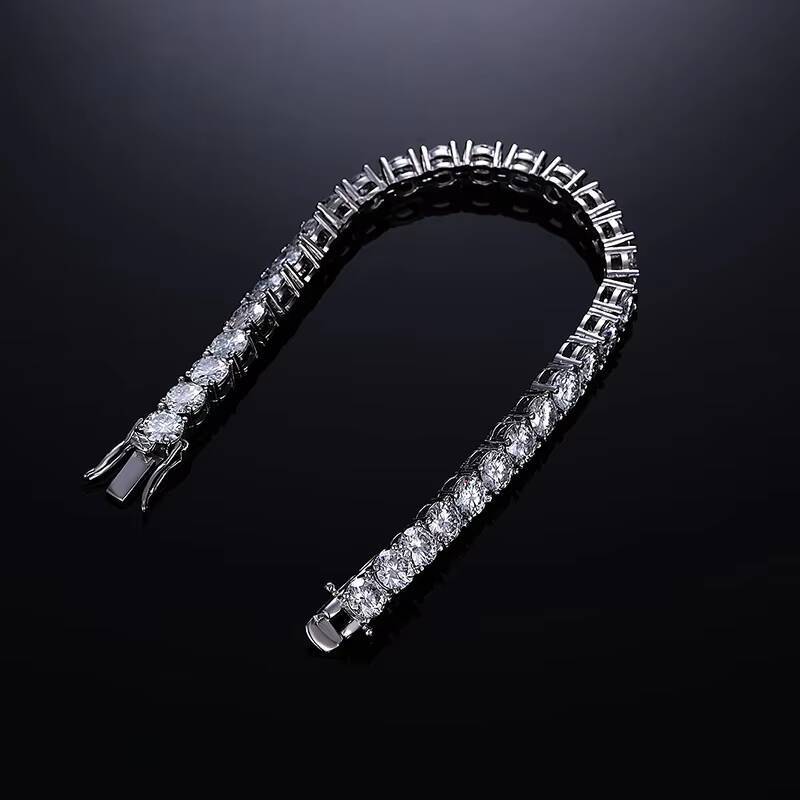 5mm Women's Pure Sier Lab-Grown Silicon Stone Tennis Bracelet