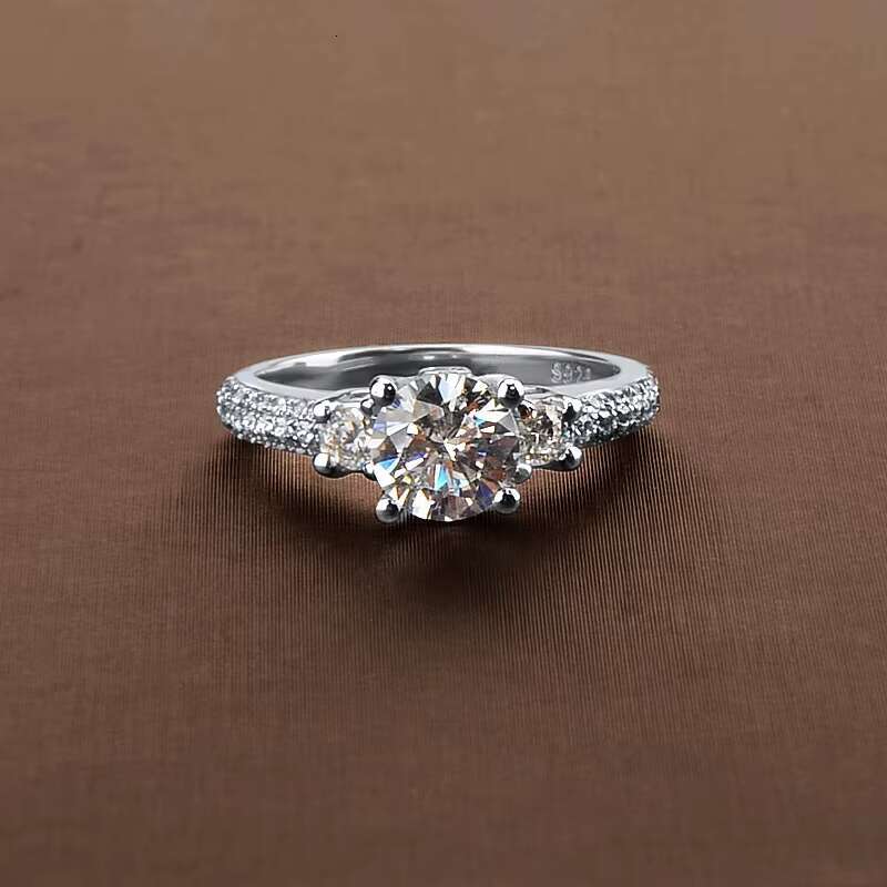 Moissanite Diamond Ring Wedding Engagement Ring 925 Sterling Silver Wholesale Luxury Round Engagement Bands or Rings ASHABELL