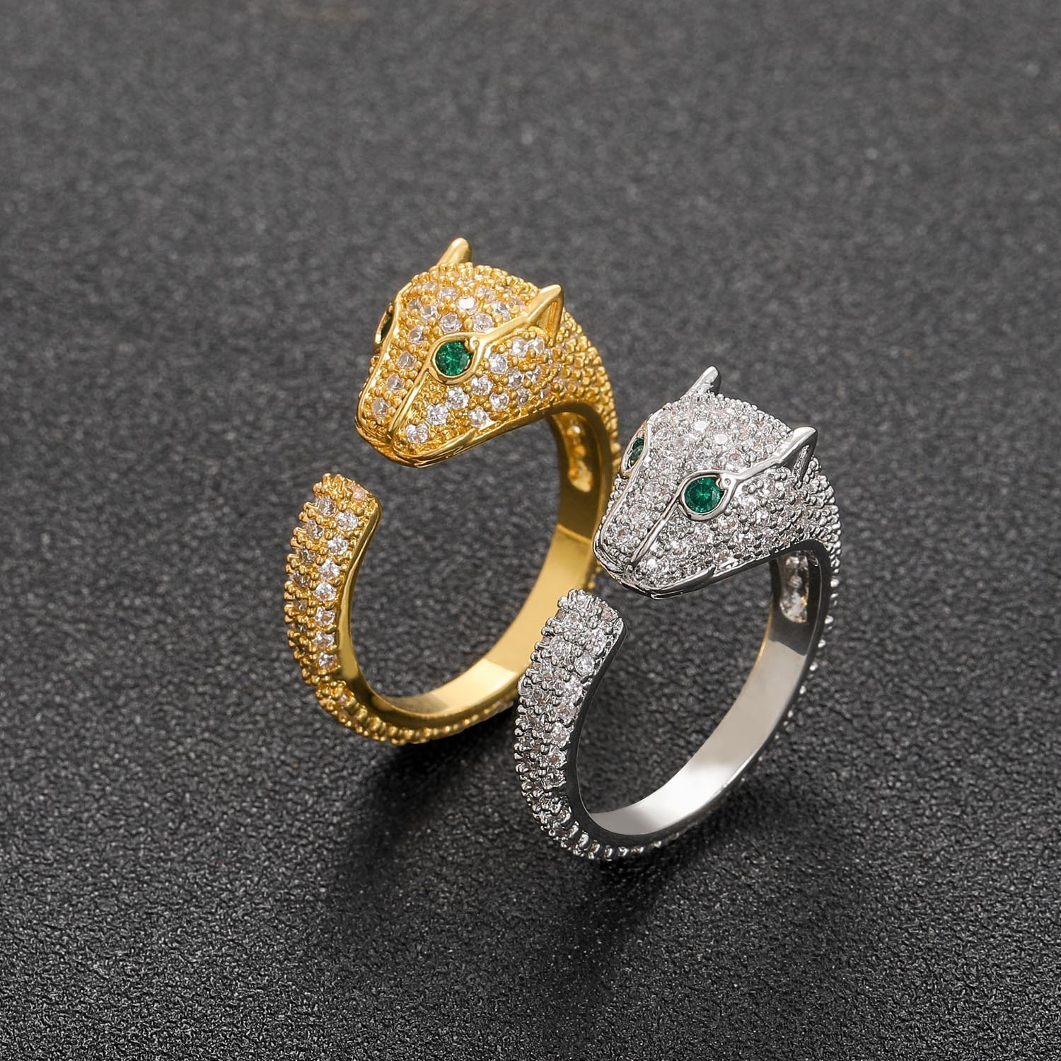 New Hip Hop Mens Leopard Ring Micro Inlaid Moissanite Personalized Open End Ring Jewelry moissanite