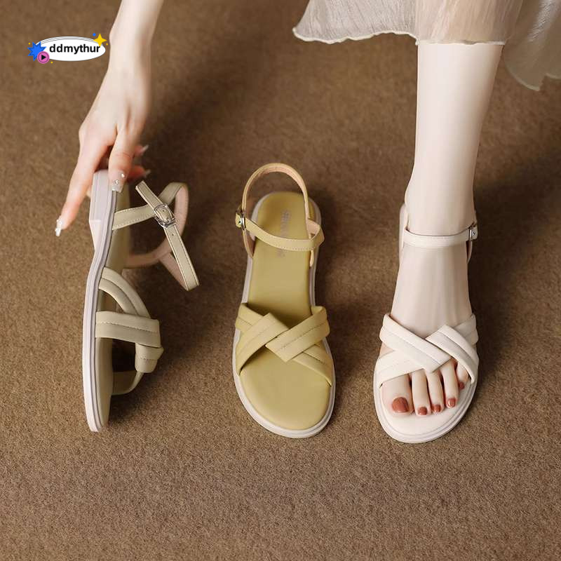 Stunning Soft Sole Sandals 2025 New Summer Outdoor Versatile Roman Style Comfortable Flat Shoes for Pregnant Women ddmythur