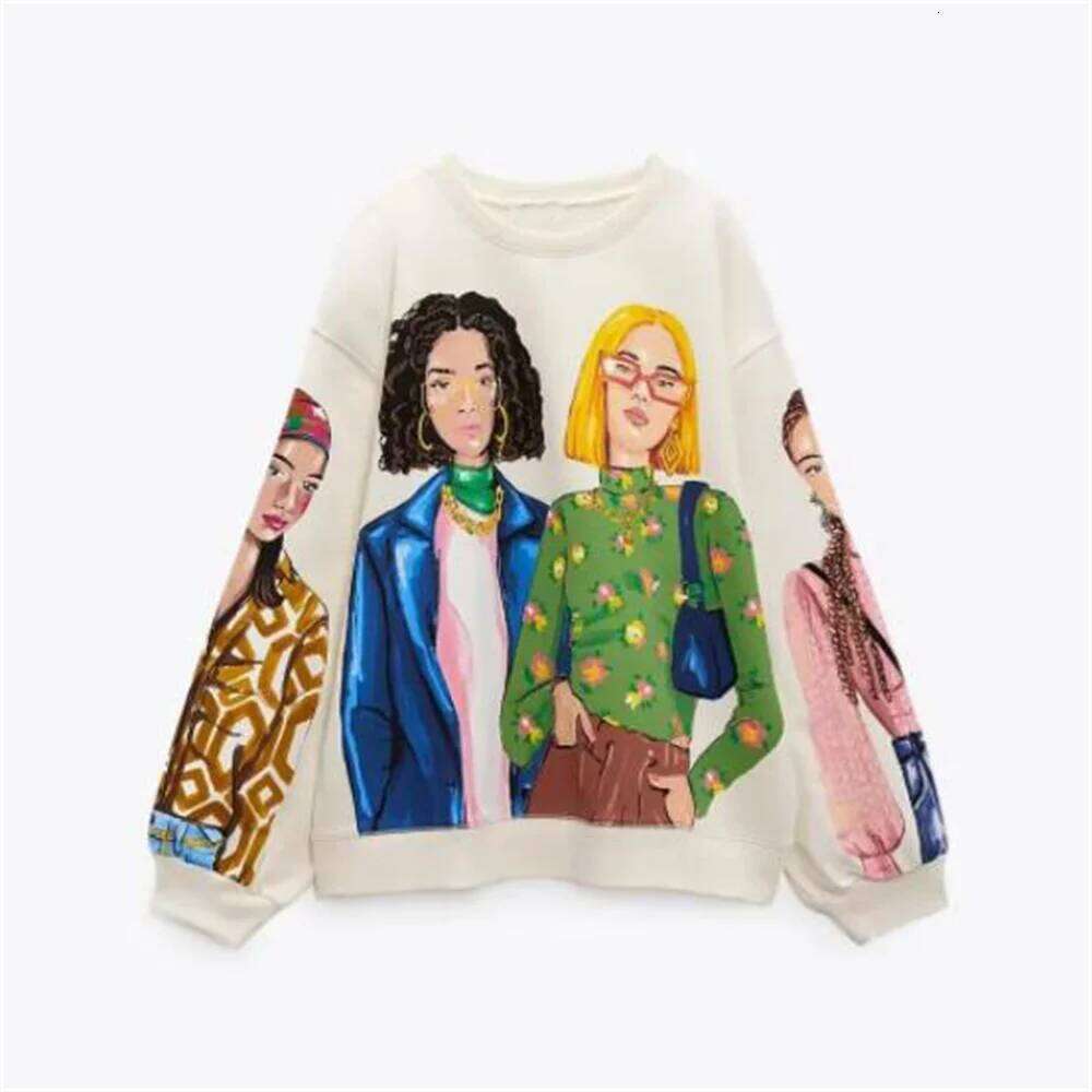 UNIZERA 2023 Autumn/Winter Product Women's New Fashion Casual Loose Versatile Round Neck Long Sleeve Printed Sweater