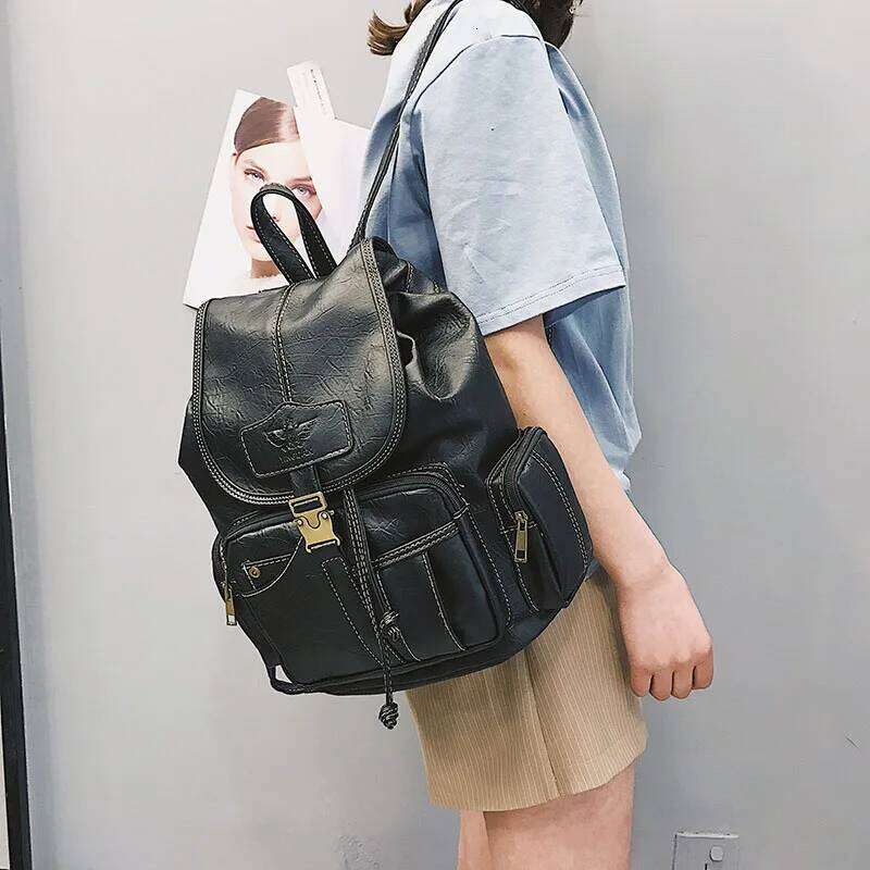 Designer Bag Vintage Women Backpack High Quality Leather School Bags For Teenage Girls Large Drawstring Backpacks Black Brown Rucksack XA H