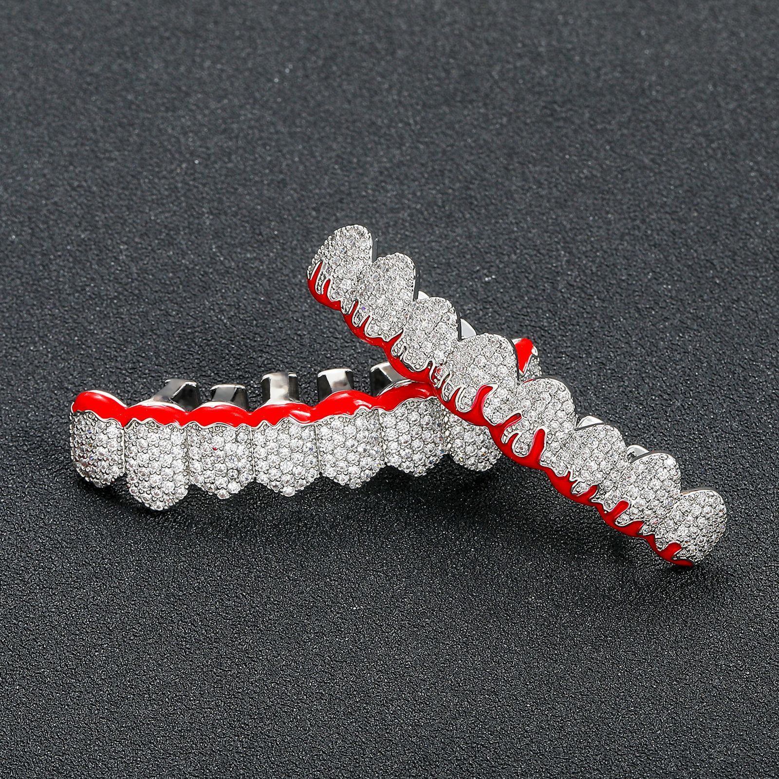 New Hip Hop Bracelet Eight Teeth Red Flame Bracelet Moissanite Personalized Halloween Dress up Accessory moissanite