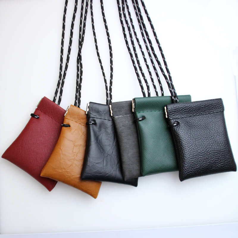 Unisex Neck Hanging Earphone Key Bag Small Storage Wallet PU Leather Card Holder Novelty Mini Coin Purse