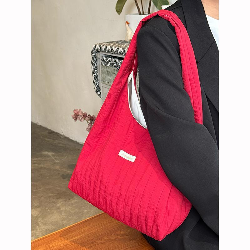designer Korean Style New Letter Print Bag for Women Large Capacity Nylon Shoulder Bag Casual Versatile Portable Drawstring Tote Bag