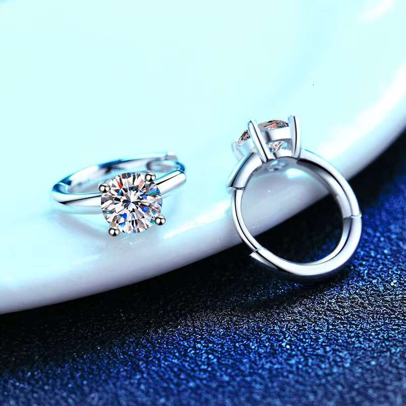 Exquisite GRA Moissanite Jewelry 925 Sterling Silver Round Cut Moissanite Hoop Earrings for Women Jewelry 0.5ct/1ct