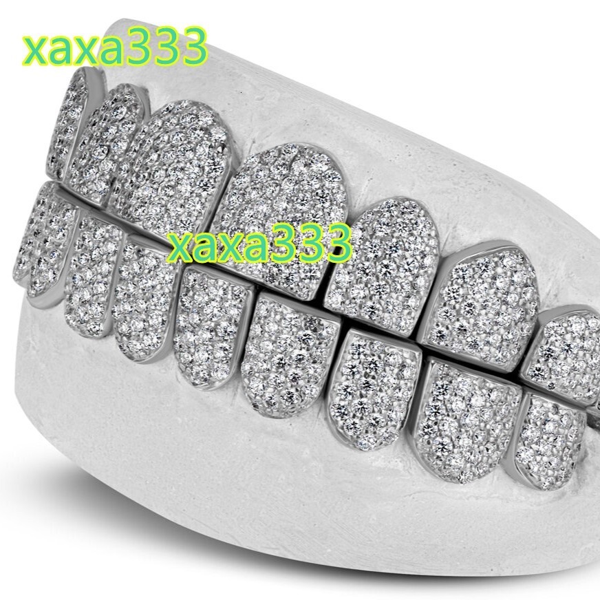 Custom Grillz Luxury 925 Silver Teeth Grillz Iced Out 14k 18K White Gold Hip Hop VVS Moissanite Diamond Grillz Teeth for Men
