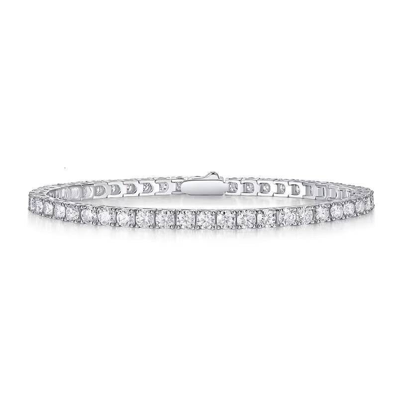 Sier Style Moissanite Tennis Chain Bracelet for Men and Women Fashion Hip Hop Gift