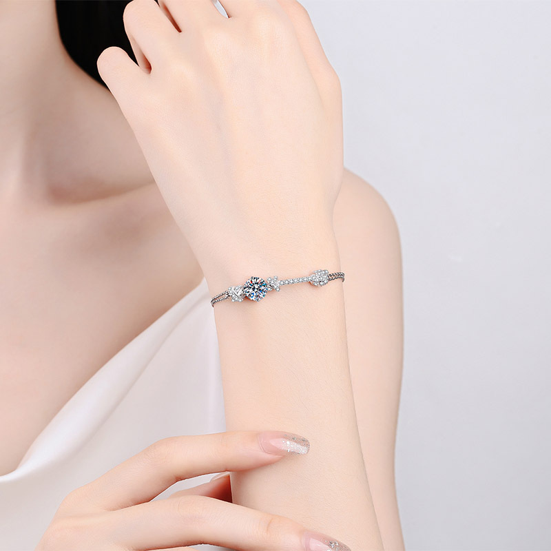 Luxurious 925 SS Multi-link Cufflink Watch Strap Accessory Complemented by Brilliantly Cut Cubic Zirconia