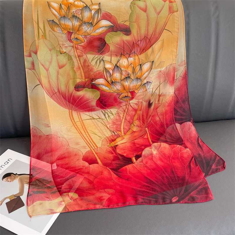 Luxury Brand Women Beach Scarf Georgette Silk Shawls Design Print Headband Female Summer Headband Wraps Sunscreen Hijab 2023 W250602