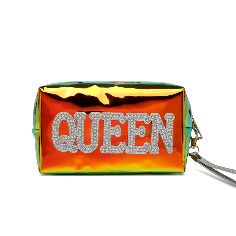 designer Colorful Laser PU Makeup Bag for Women Portable Skincare Storage Bag Waterproof Travel Toiletry Bag Korean Style