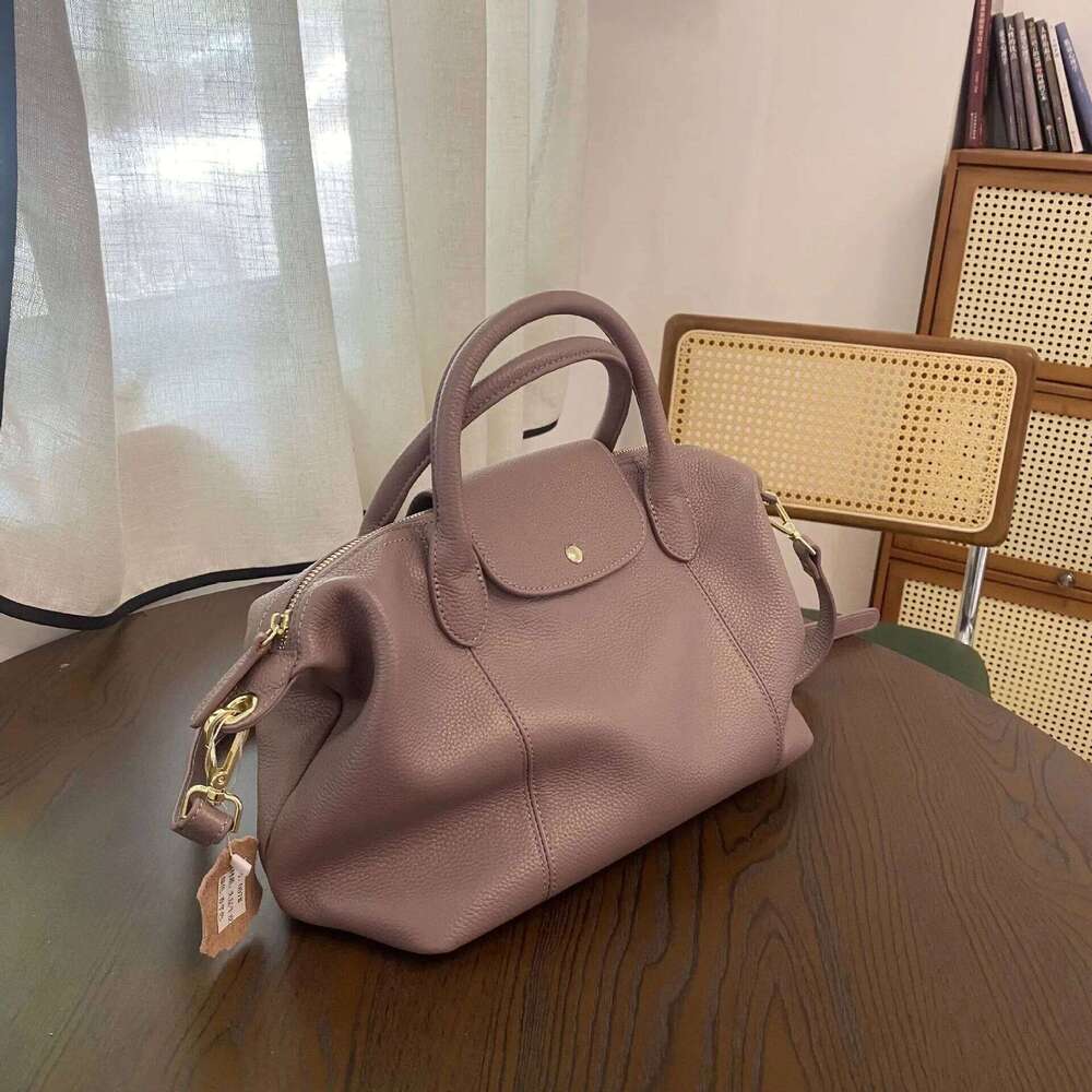 Soft Cow Leather Dumpling Shape Handbag Women's Classic Top-Handle Simple Design Single Shoulder Crossbody Bag
