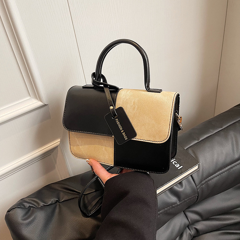Korean style color blocked women s handbag fashion winter fashion retro small square bag texture designer fashion women s shoulder bag