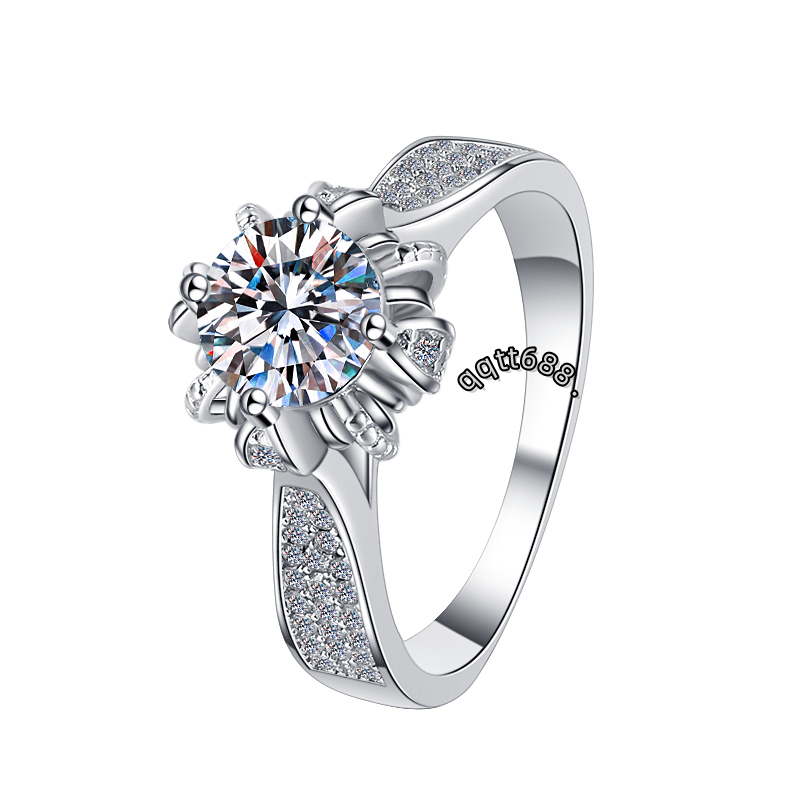 Fine Jewel Popular White Gold Ladies Womens Premium Diamond Ring Classic S925 Sterling Silver VVs1 Moissanite Ring
