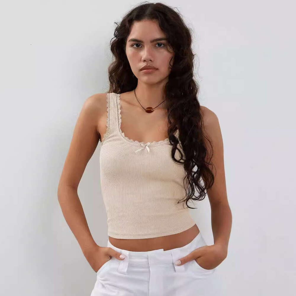 Women's Fashion Hot Girl BM Camisole Y2K New Lace Trim Pure Desire Style Top Base Knitwear