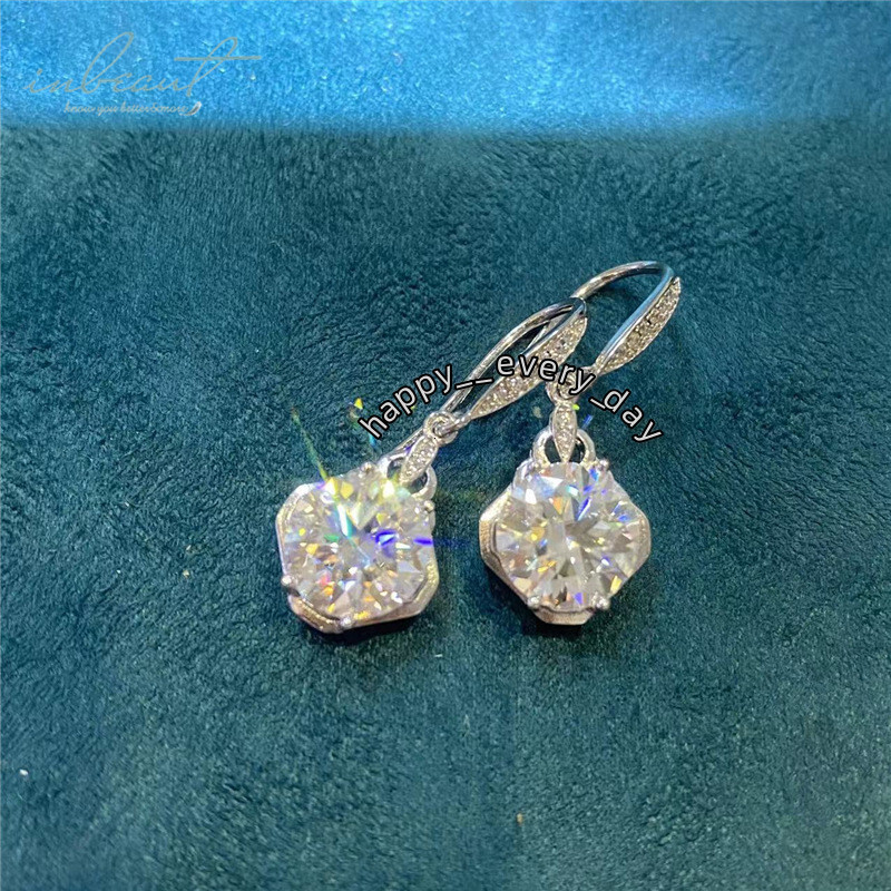 Silver 925 Original Total 6 Carat D Color VVS1 Moissanite Drop Earrings with GAR Certificate Diamond Test Past Gemstone Jewelry