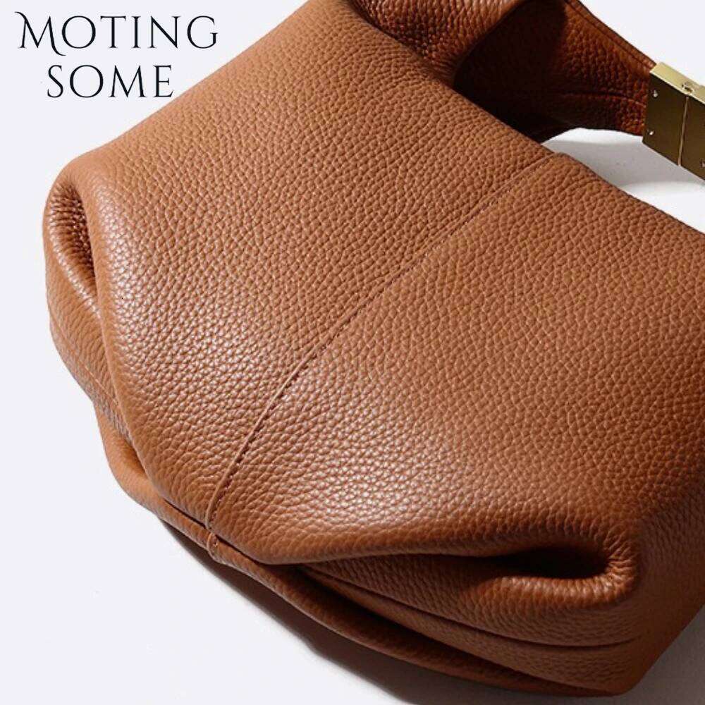 Motingsome French Niche Leather Women's Bag Design Bags Lychee Pattern Cowhide Handbag Fashionable Commuter Saddle 2025 250514
