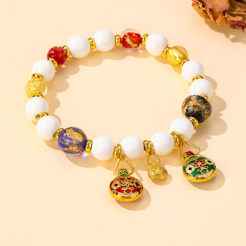 Fragrant Grey Glass Stone Five Elements Multi Treasure Swallowing Gold Hand String Celestial Beast Agate Bracelet