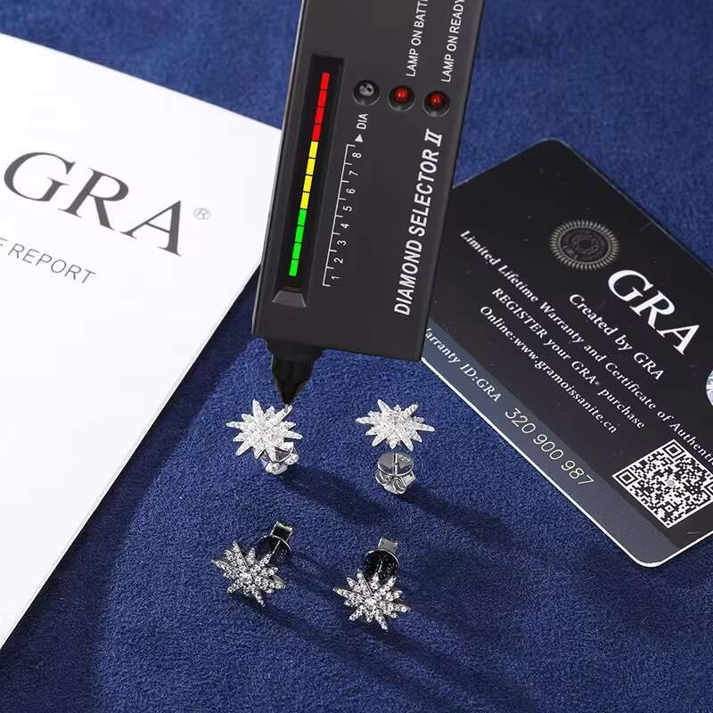 Fashionable simple personalized Moissanite Twelve-pointed Star Earrings For Women Personalized 925 Sterling Silver Jewelry