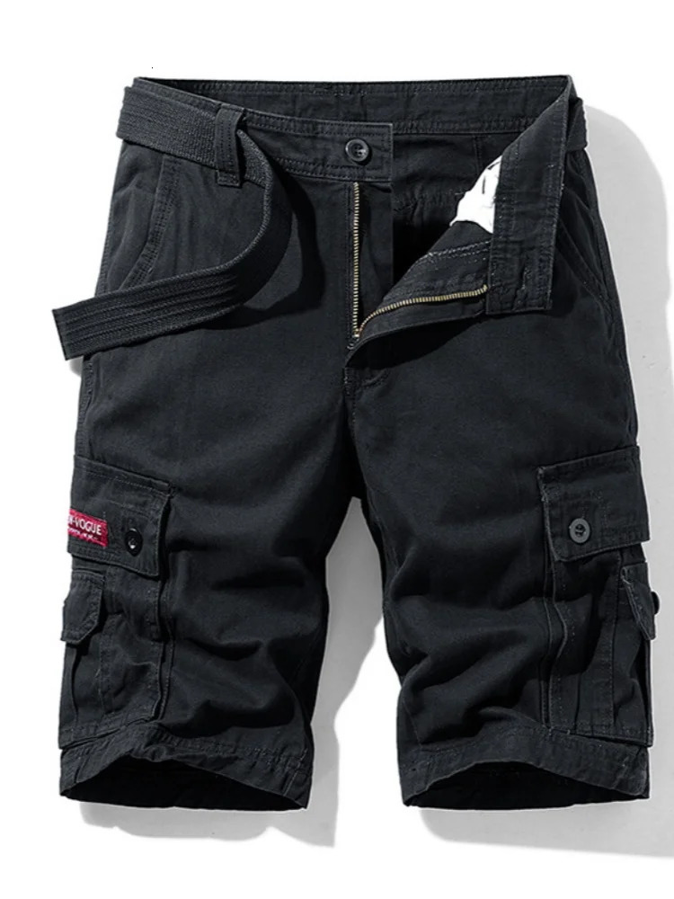 Summer mens fashionable multi pocket workwear shorts thin casual and fashionable denim multi pocket shorts 250530