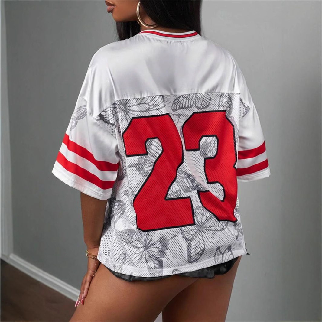 Designer T Shirt European And American Summer New Women S Fashion Cross Border Trade Trendy Casual Loose Printed Hollow T Shirt Short Sleeve Essential